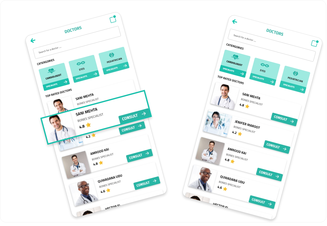 Doctors List- Choose a doctor from many different doctors