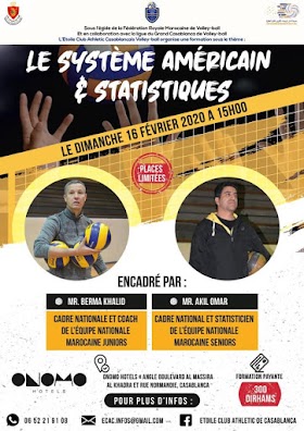 Formation en Volleyball : le système americain et statistiques le 16 février 2020 a CASABLANCA