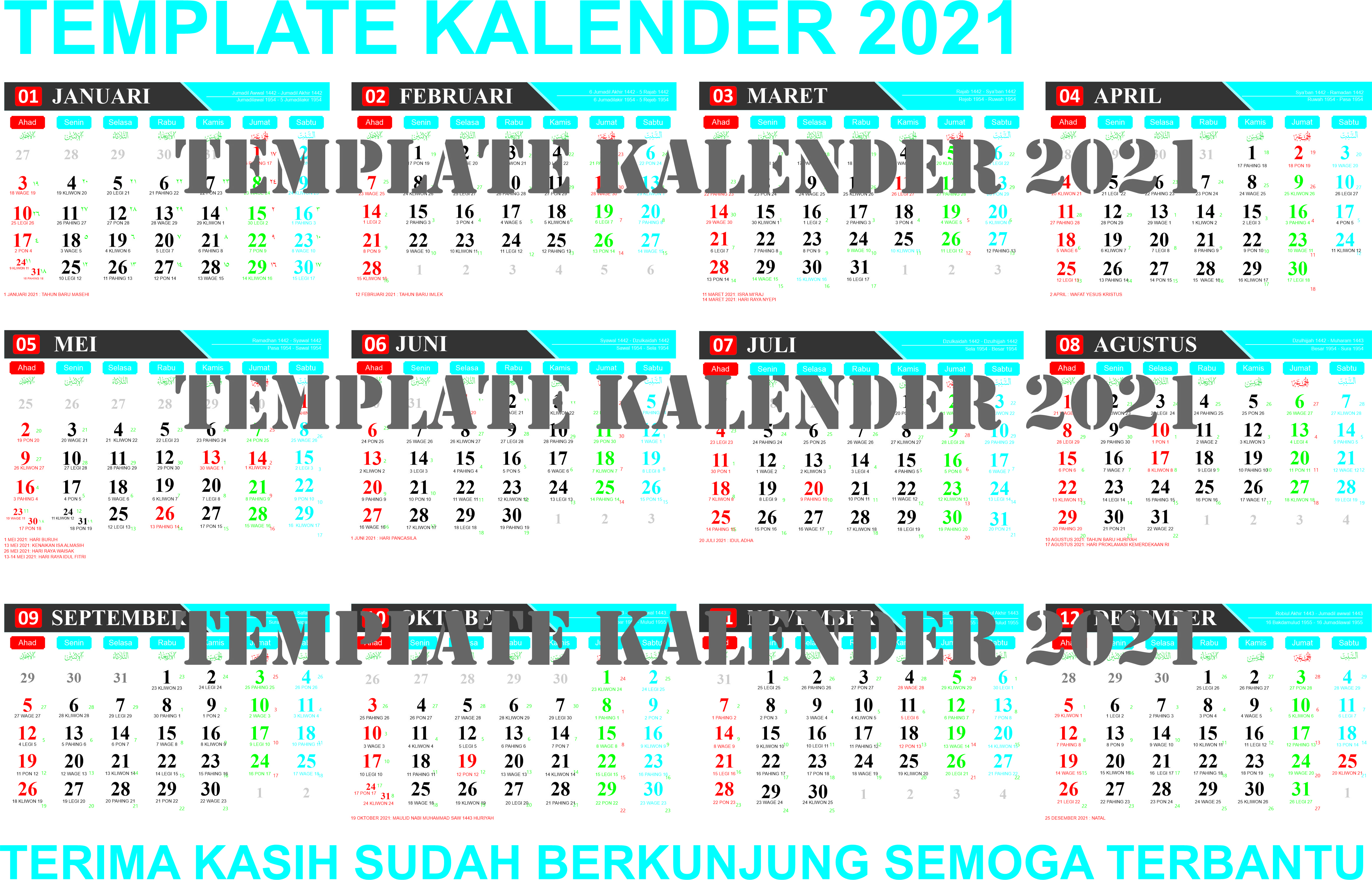 Desain Kalender  2021  Model 1 Format Cdr BG IS BUNGO