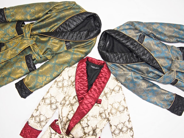 Men's paisley silk robe dressing gown quilted