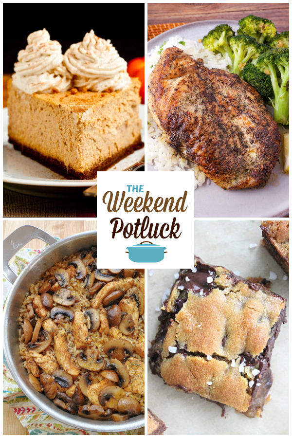 A virtual recipe swap with The Best Pumpkin Cheesecake, Texas Roadhouse Chicken, Chicken & Mushroom Rice, Salted Caramel Chocolate Chip Bars and more!