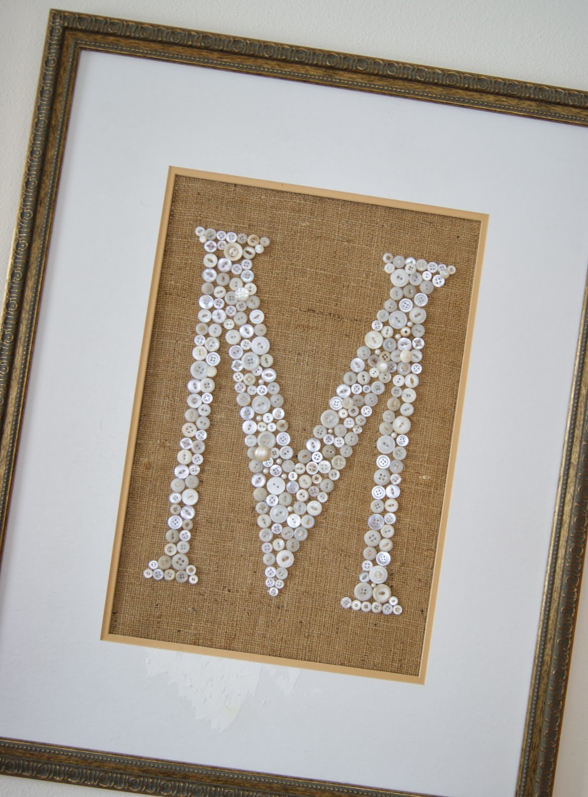 button and burlap wall art