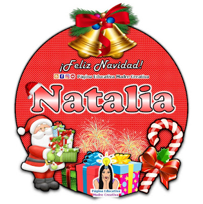 Nombre Natalia - Cartelito por Navidad