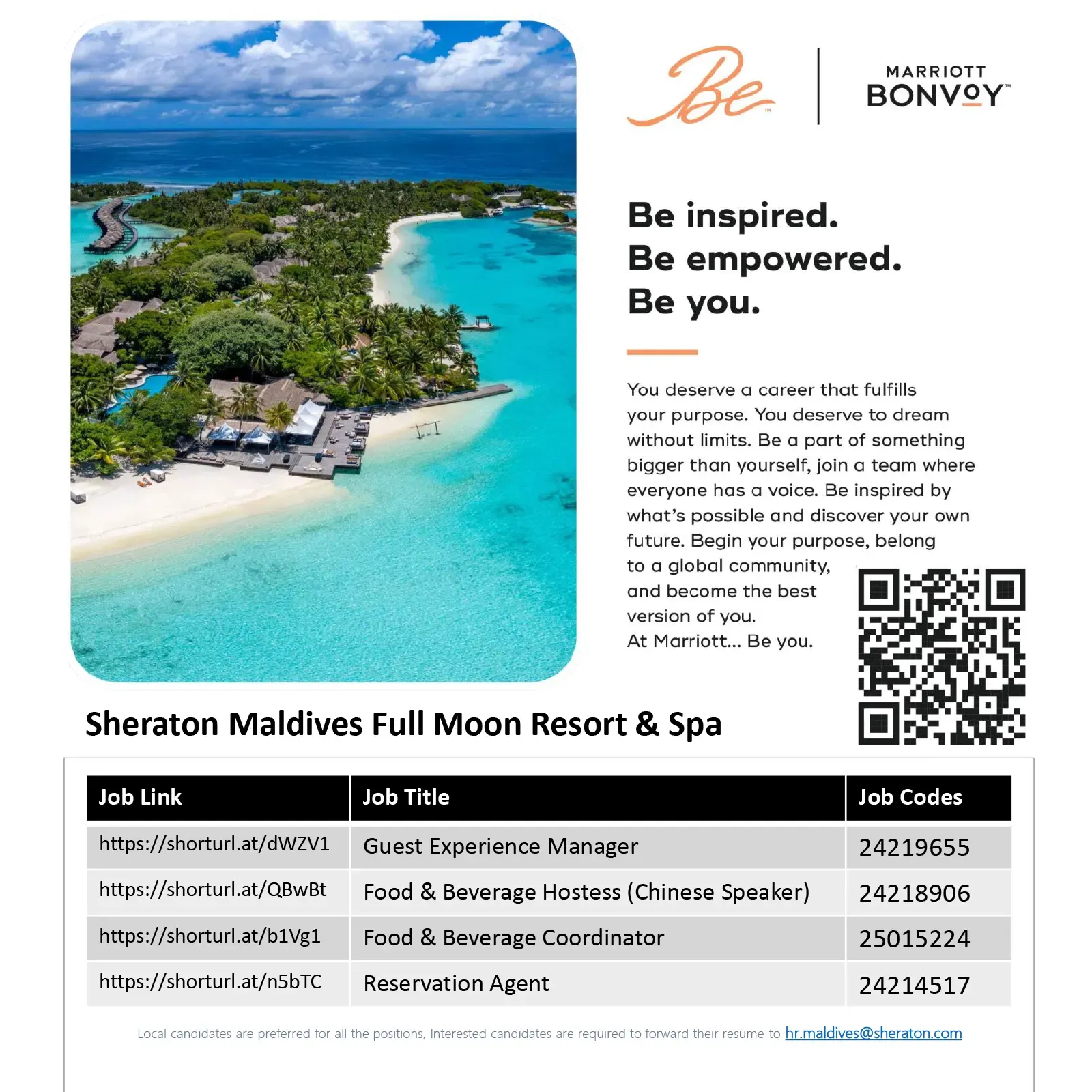 image of Career Opportunities at Sheraton Maldives Full Moon Resort & Spa job advert