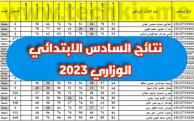 طريقة بحث نتائج السادس الابتدائي الوزاري 2023