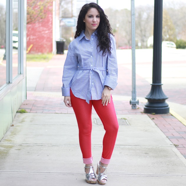 Blue and White Striped Shirt for Spring