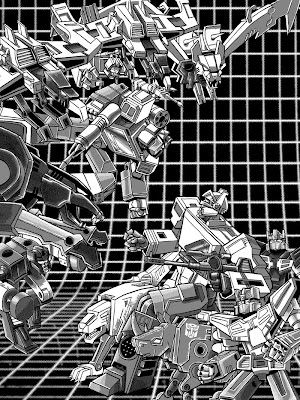 “Home Taping Is Killing Each Other” Transformers Black and White Variant Screen Print by Tim Doyle