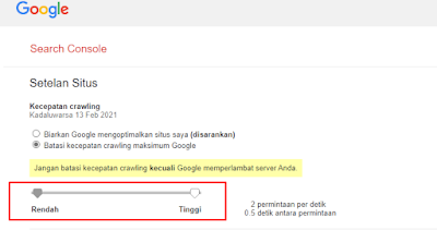 mengubah kecepatan craweling situs website