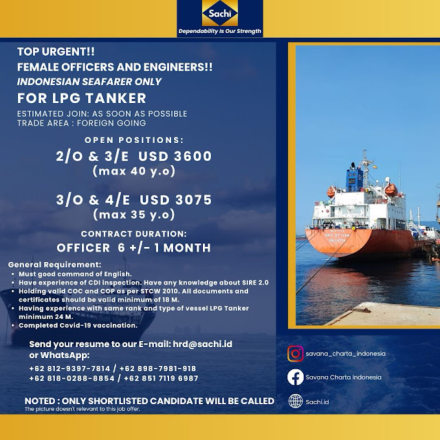 Looking for Crew LPG Tanker Join December 2023 Indonesian