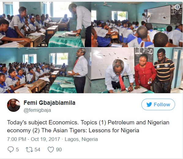 PHOTOS: House of Reps Leader, Femi Gbajabiamila Returns To School As Teacher