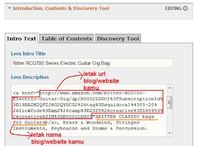 Buat Duit Online - Letak link Blog di Module Squidoo