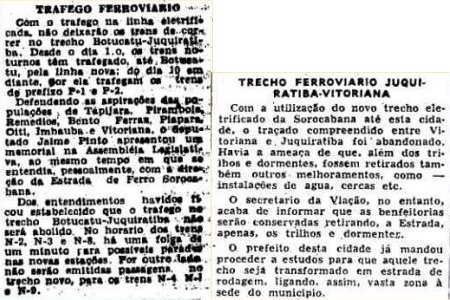 Notícia de jornal sobre a retirada do trecho da ferrovia de Vitoriana