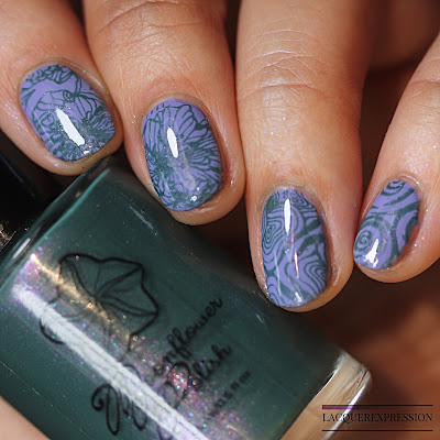 Atabey by Moonflower Polish is a teal stamping polish with aurora shimmer for Polish Pick UP PPU January 2019