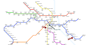 Metro Route Map to Rashtrapati Bhavan from Noida