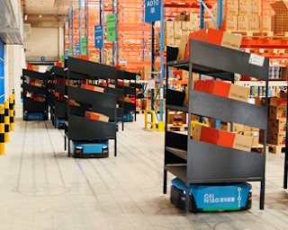 Robots at the Cainiao smart robot warehouse.