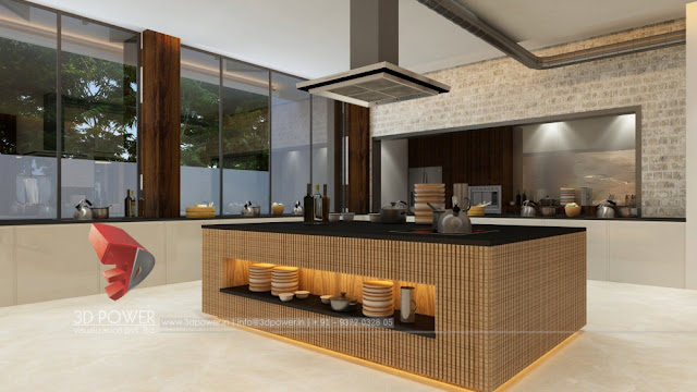 Classy Interior Rendering of ramada Hotel's Kitchen