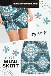 Blue mandala Mini Skirt.