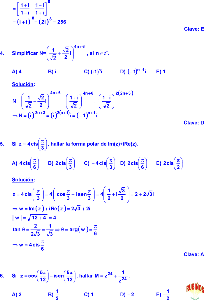 Numeros Complejos Ejercicios Resueltos Para Preuniversitarios Pdf