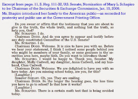 Excerpts from Mary L. Schapiro's Senate Confirmation Hearing on Jan. 15, 2009