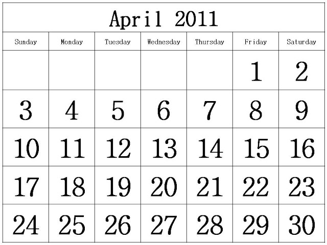 calendar 2011 april template. template: To download and