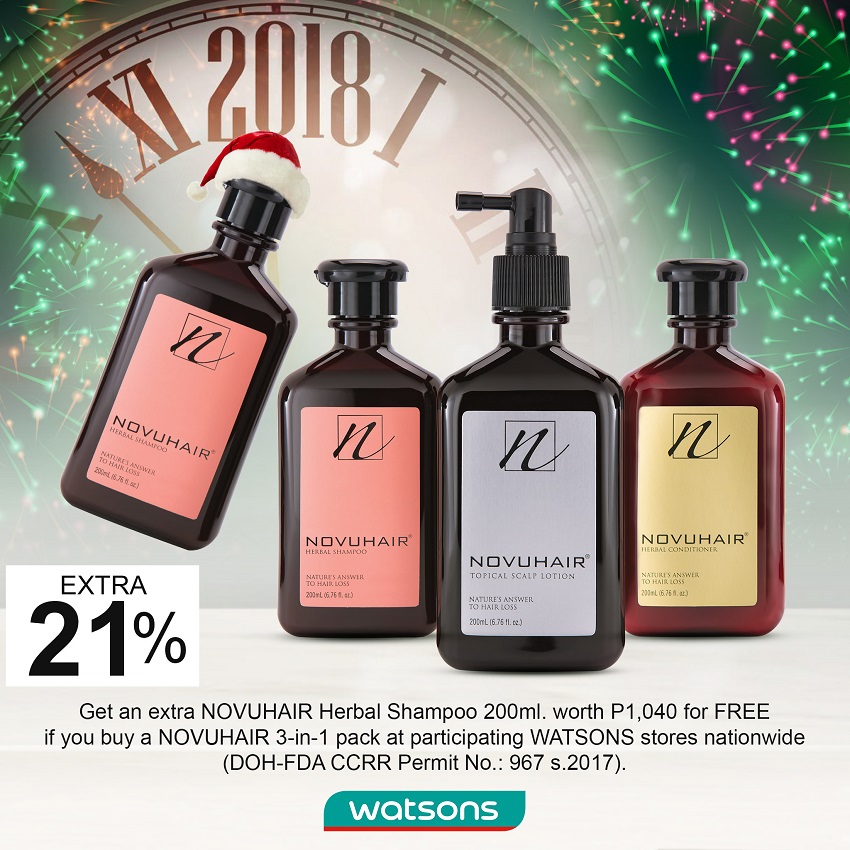 Watsons Philippines NOVUHAIR Christmas & Year End Promo ad - Press Release at www.TheGracefulMist.com - Beauty, Books, Fashion, Health, Life, Lifestyle, Style, and Travel Blog - Website - Hair Products for Hair Falls, Thinning, etc.- Novuhair Official Holiday - Christmas - 2018 - New Year Promos - Answer to Hair Problems - Novuhair Products - Filipino - Filipina - Blogger - Writer