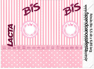 Pink Crown Free Printable Candy Bar Labels.