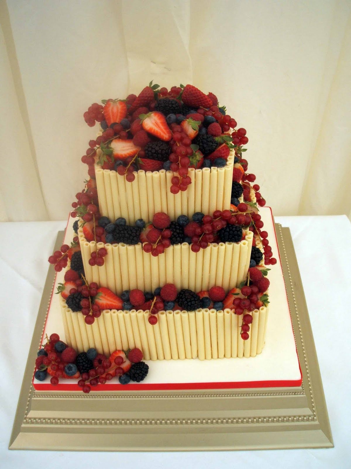 Square white wedding cake with