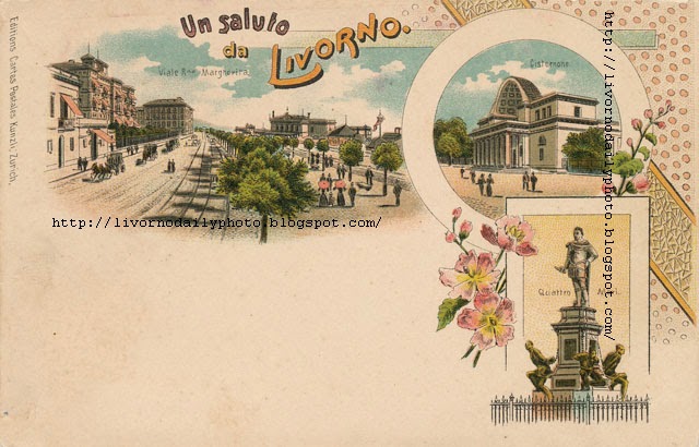 Cartolina d'epoca Saluti da Livorno