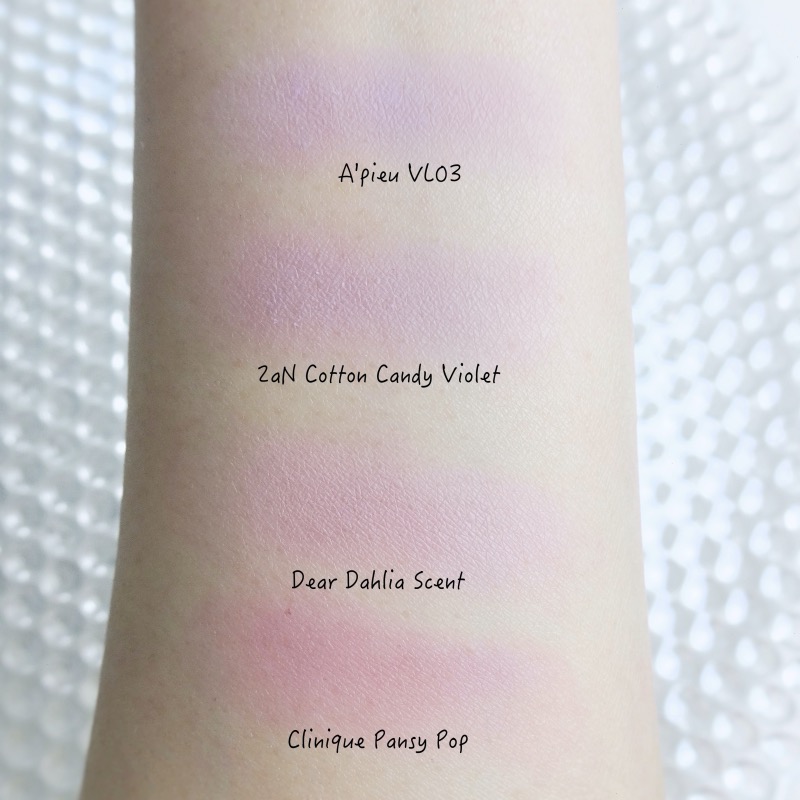 2aN Dual Cheek Cotton Candy Violet swatches