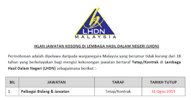 jawatan kosong lhdn