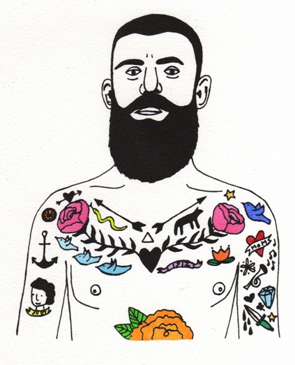 I love this guy's weird tattoos I had a lot of fun thinking up goofy things