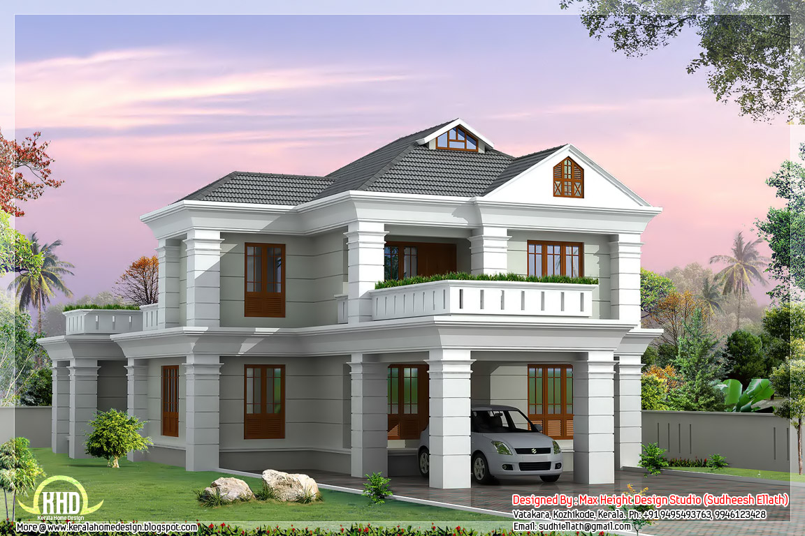 Floor plan  and elevation  of 2336 sq feet 4 bedroom house  