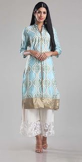 High Collar Blue Kurti