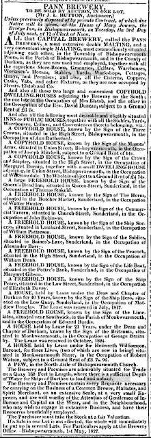 A very long advertisment for the sale by auction of John Elstob's estate - including the brewery, two dwelling houses and fifteen pubs