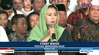 Pidato Yenny Wahid pada acara deklarasi dukungan kepada Jokowi banyak mengundang kekaguman bahkan haru