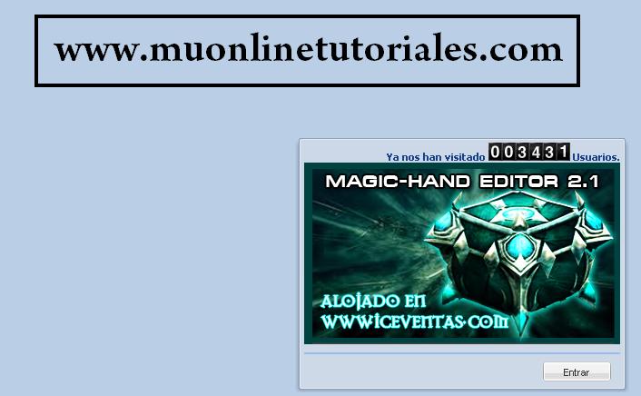 Interfaz de ingreso al magic hand editor