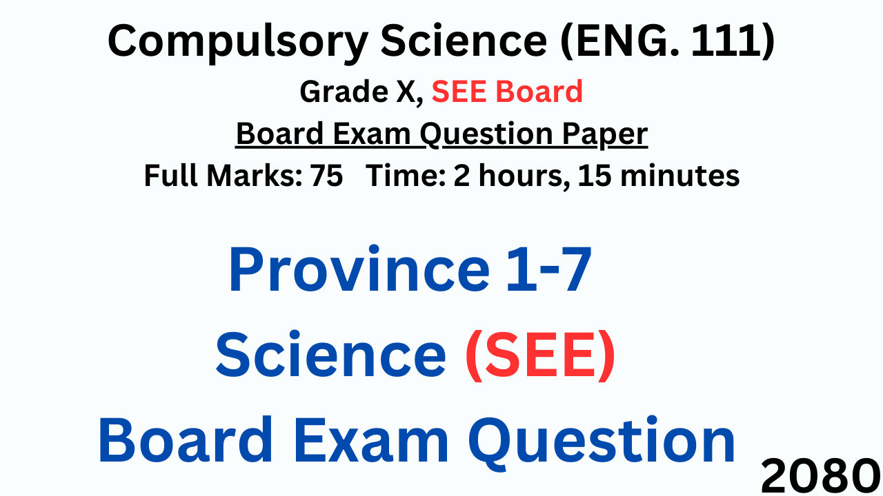 SEE Science Board Exam Question Paper Sets Province 1-7