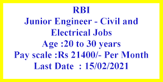 Junior Engineer - Civil and Electrical Jobs in RBI