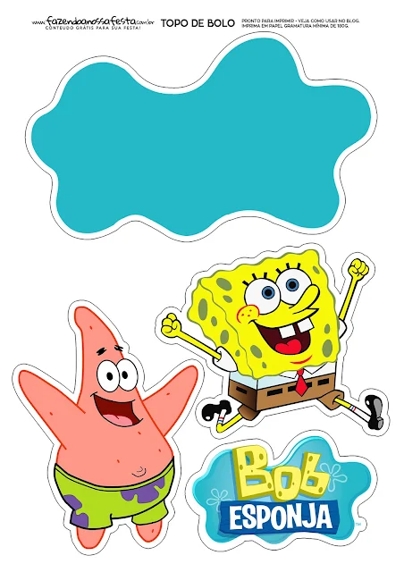 SpongeBob SquarePants: Free Printable Cake Toppers.