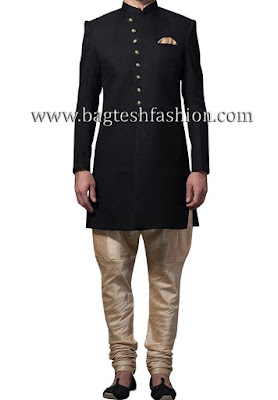 Party Wear Black Short Length Sherwani