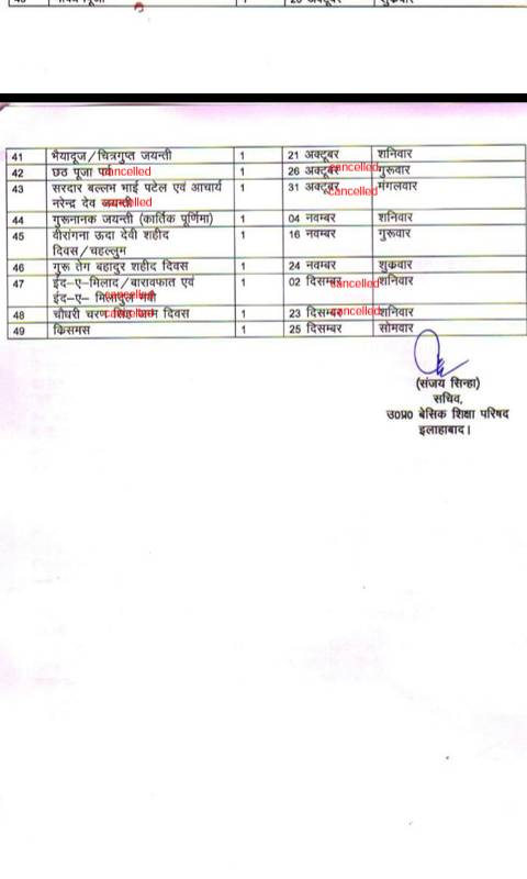 23-12-2017 को चौधरी चरण सिंह जन्म दिवस पर खुले रहेंगे सभी विद्यालय, देखें संसोधन तालिका