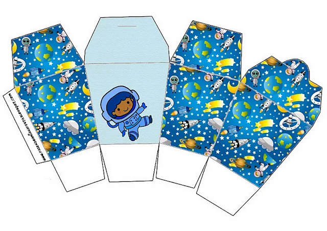 Astronaut Kid Party, Free Printable Chinese Take Away Box. 