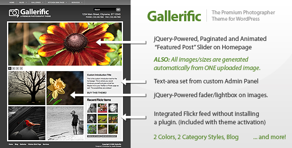 Gallerific Photography Theme by ThemeForest