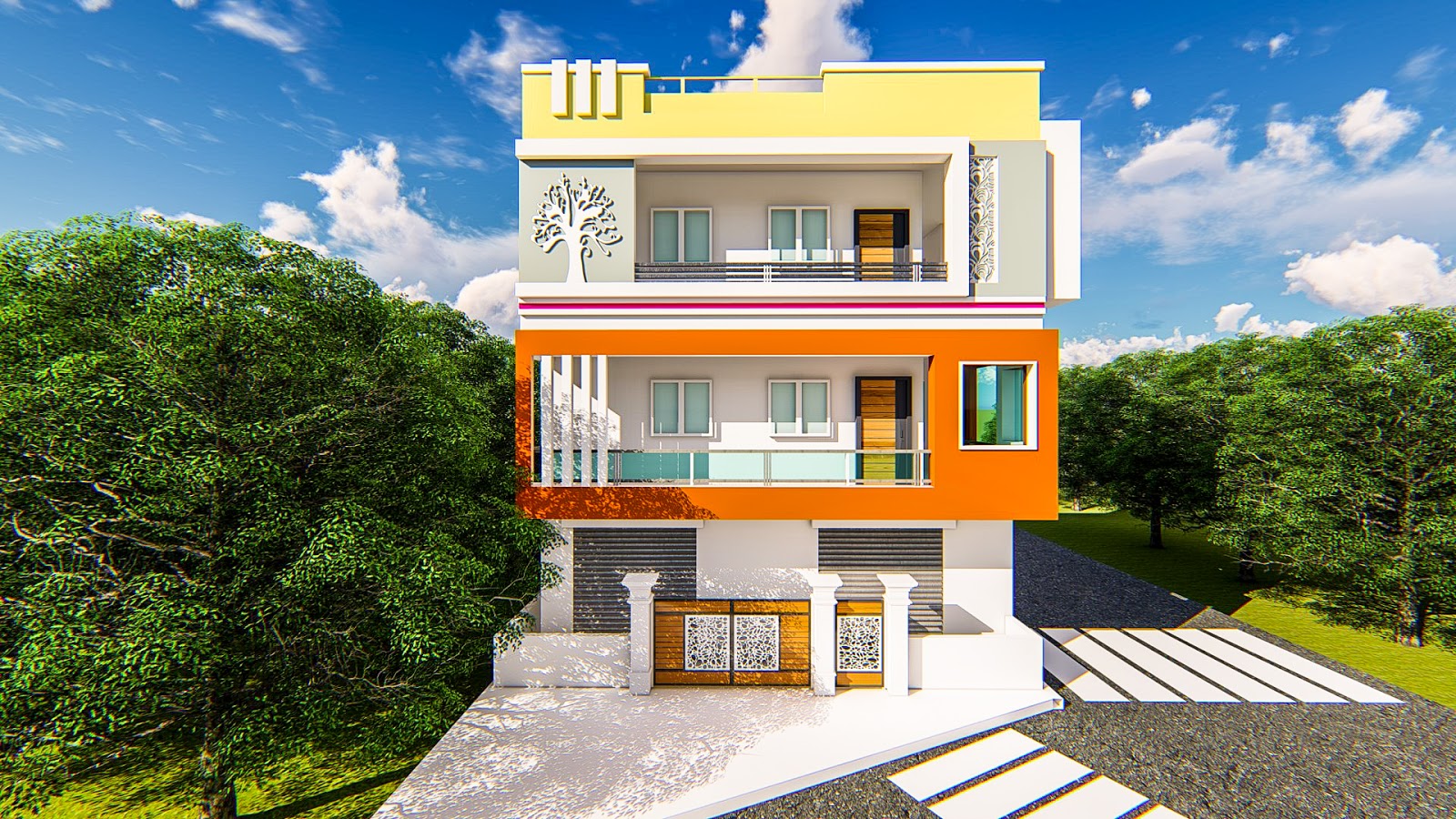 Friend Elevation  Design  Balcony Modern House 