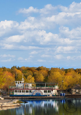 The Island Princess berthed at the town dock in Orillia, Ontario