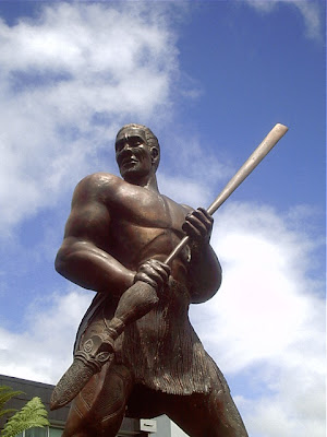 Maori Warrior Sculpture This sculpture stood near the carpark of the