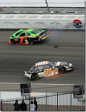 2010 Las Vegas NNS Danica Patrick Michael McDowell accident