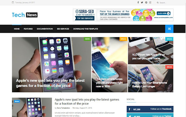 Tech News Blogger Template