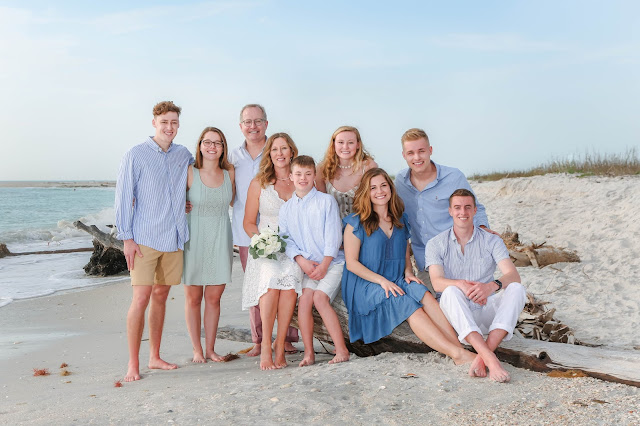 family portrait at an intimate wedding on north captiva island