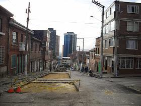 A westward view of Calle 31, taken from Carrera 3, Bogotá D.C., Colombia.